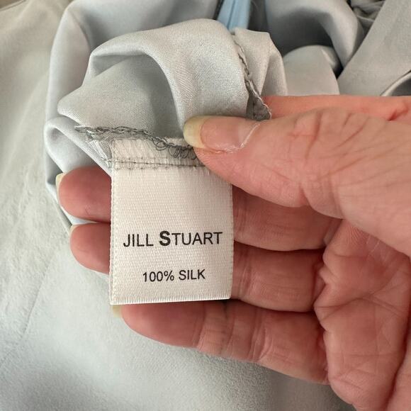 Jill Stuart 100% Silk Gray Navy Ombre Sleeveless Sheer Dress VNeck Side Zip 2 - Picture 8 of 12